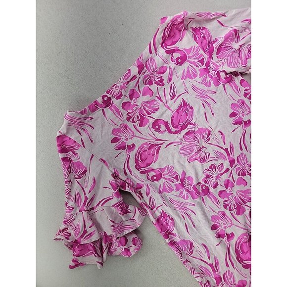 Lilly Pulitzer Women's XS Lula Dress Coral Reef Tint Flamingle Engineered - Picture 9 of 9